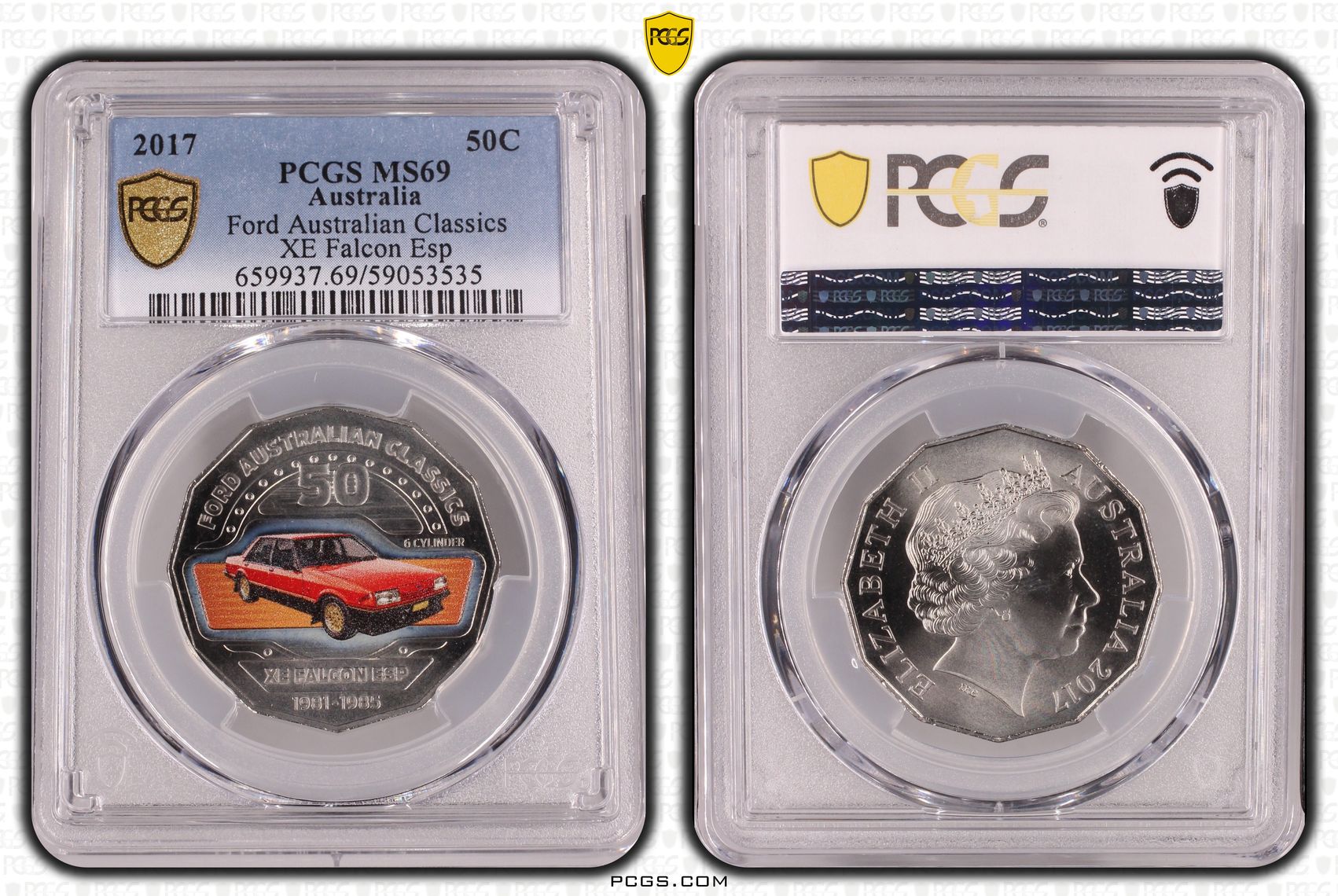 Ford Australian Classics - XE Falcon Esp, Fifty Cent, 2017, PCGS MS69