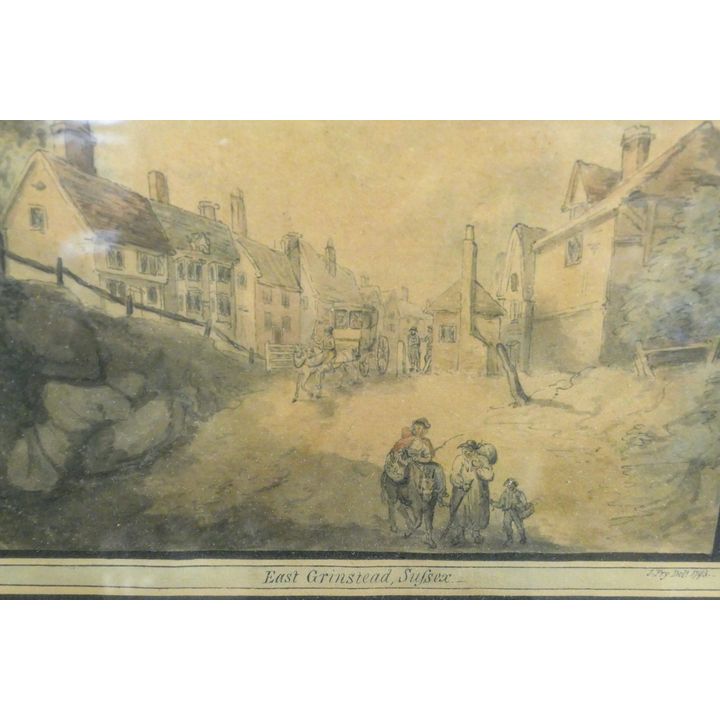 Antique ''East Grimstead Sussex'' English Watercolor Framed 12''x15''