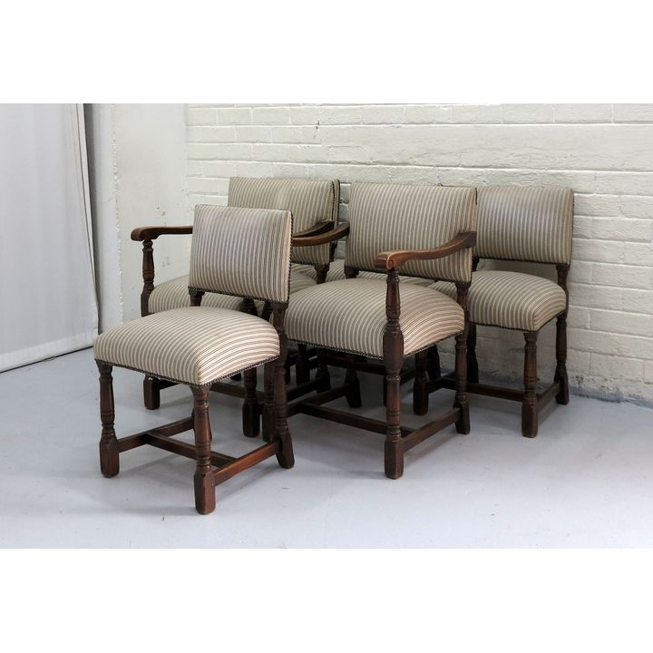 SET OF 6 OAK SHEPHERD AND BARKER DINING CHAIRS