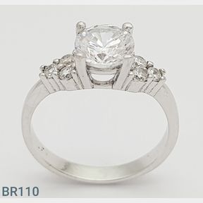 STERLING SILVER 'MONA SOLITAIRE' RING WITH CZ'S (SIZE M) - 51543/260