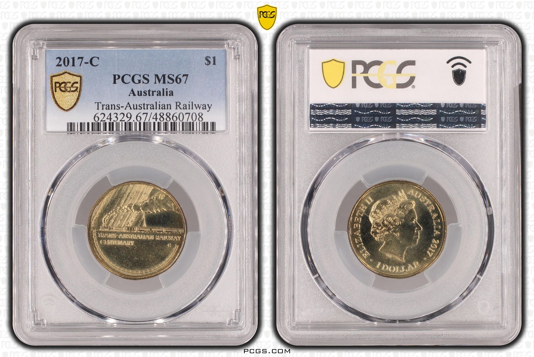 433 · Elizabeth II, Trans-Australian Railway , One Dollar, 2017-C, PCGS MS67