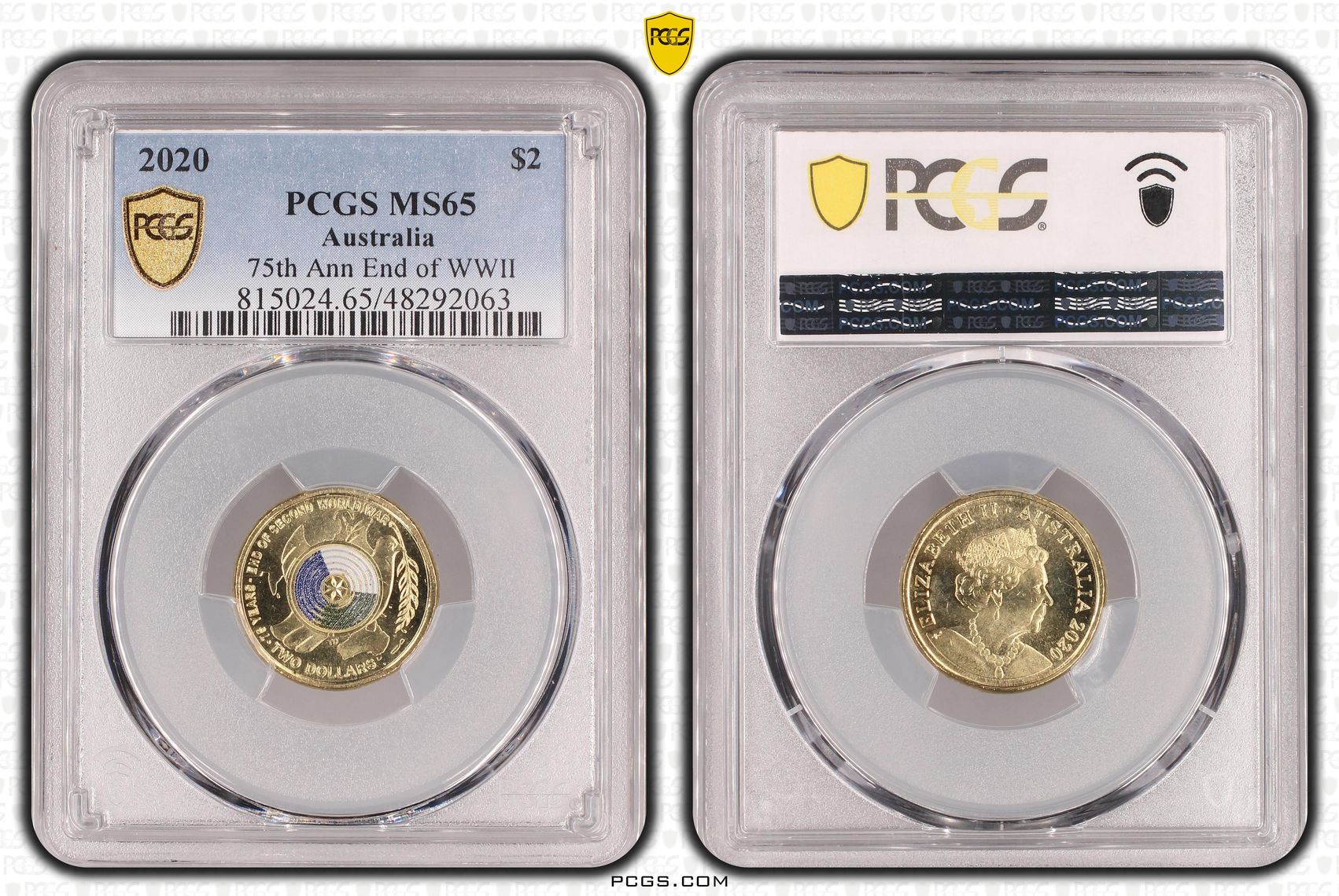 Elizabeth II, 75th Ann End of WWII, Two Dollar, 2020, PCGS MS65