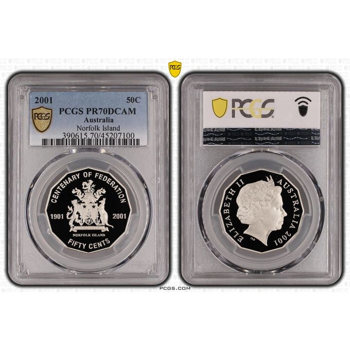 2001 Australia Fifty Cent, 50c Proof Norfolk Island PCGS - PR70DCAM POP 32/0 -100