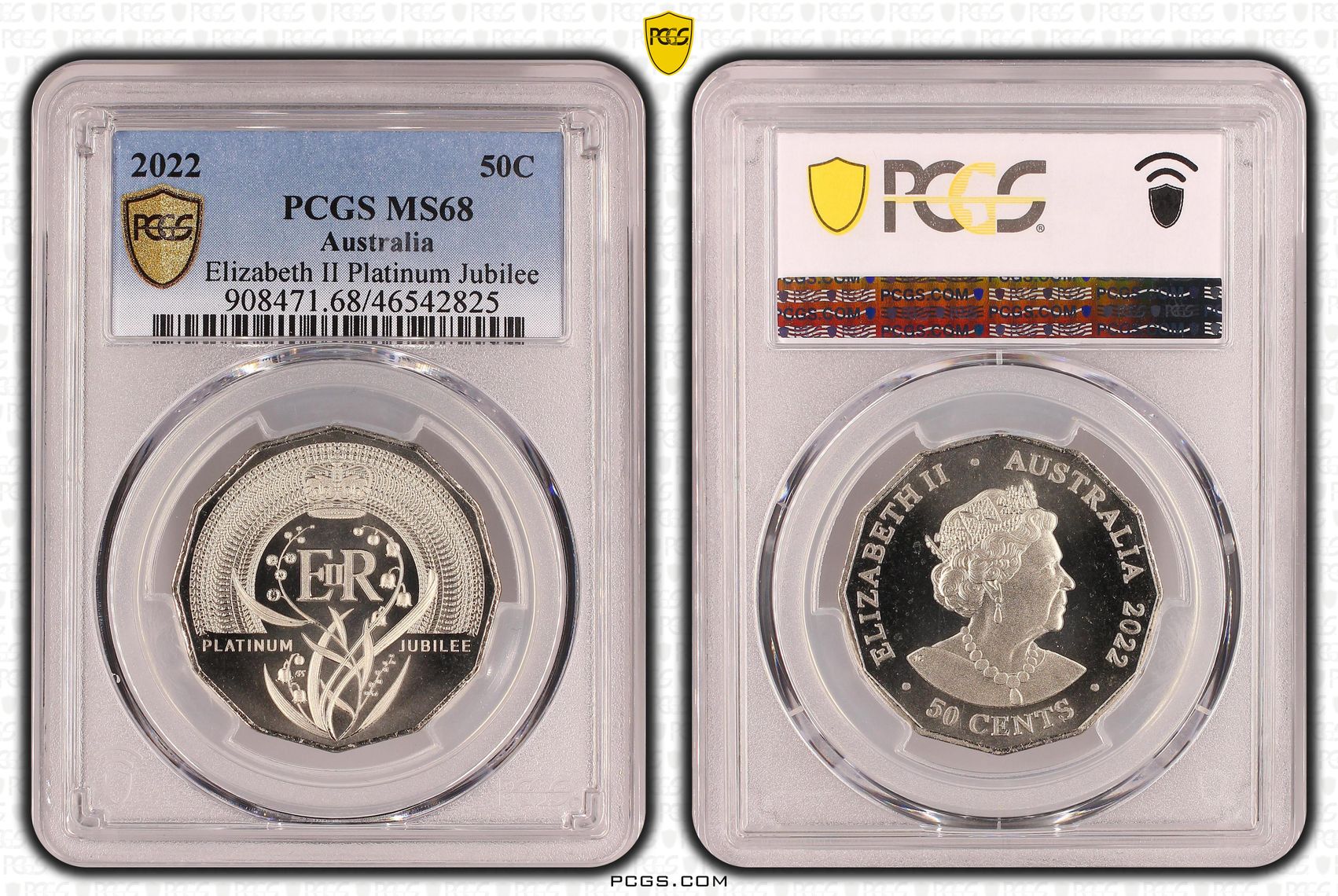 Elizabeth II Platinum Jubilee , Fifty Cent, 2022, PCGS MS68