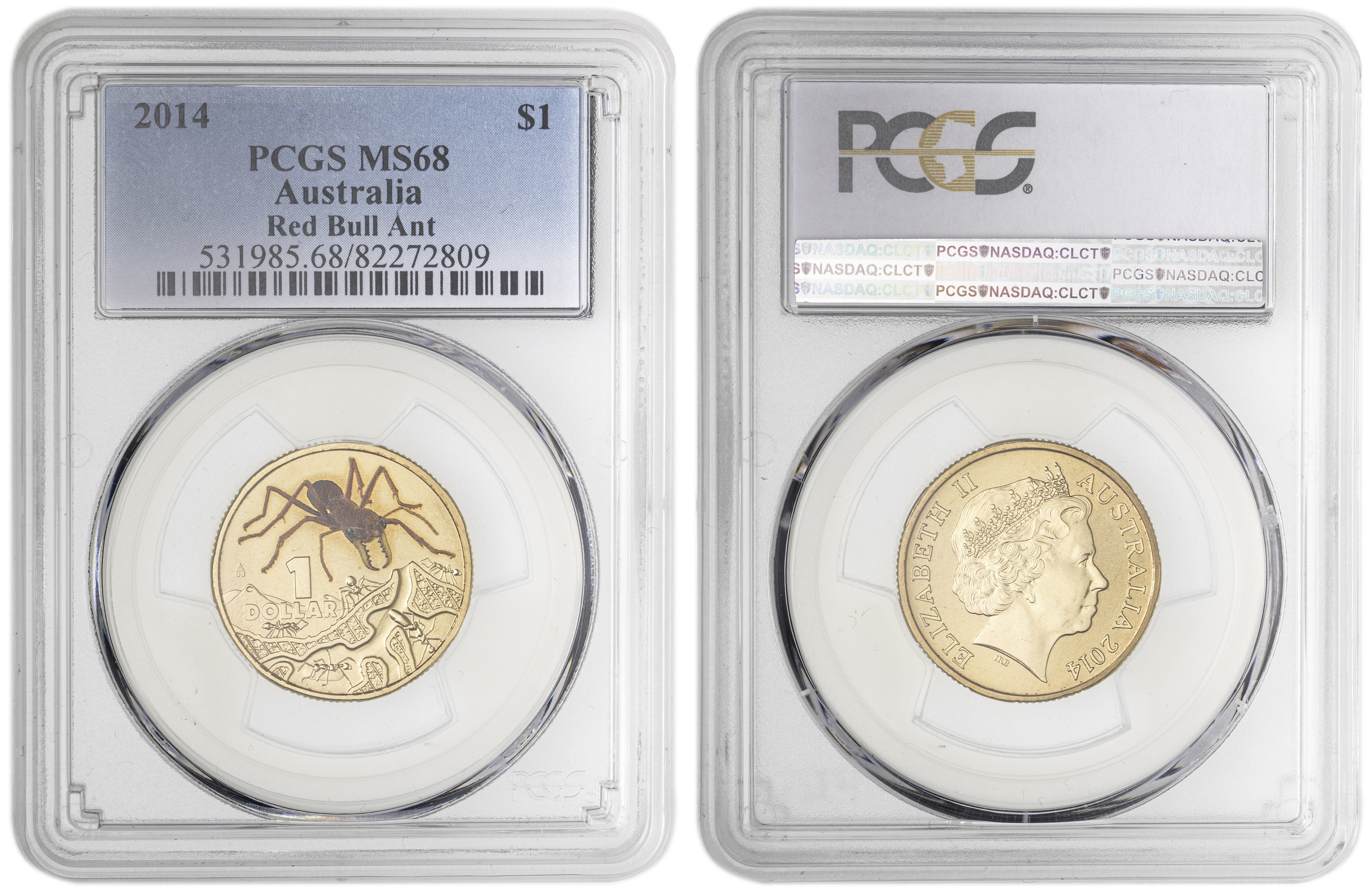 Red Bull Ant Colorized , One Dollar, 2014, PCGS MS68
