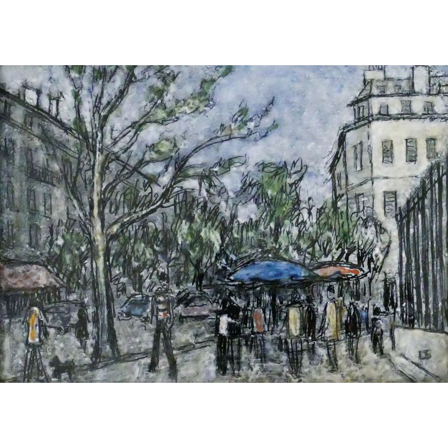 Lisel Salzer ''Boulevard St. Michel, Paris'' Limoges Enamel