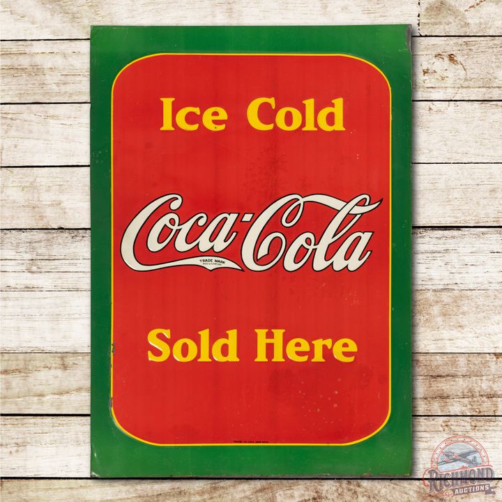 1934 Ice Cold Coca Cola Sold Here Embossed Tin Sign