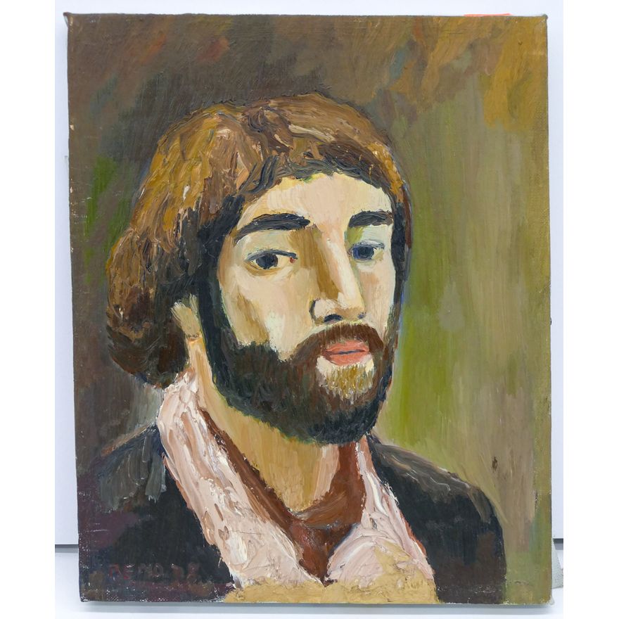 Joe Reno ''Younger Self Portrait'' Signed 1978 Oil on Canvas 10''x8''