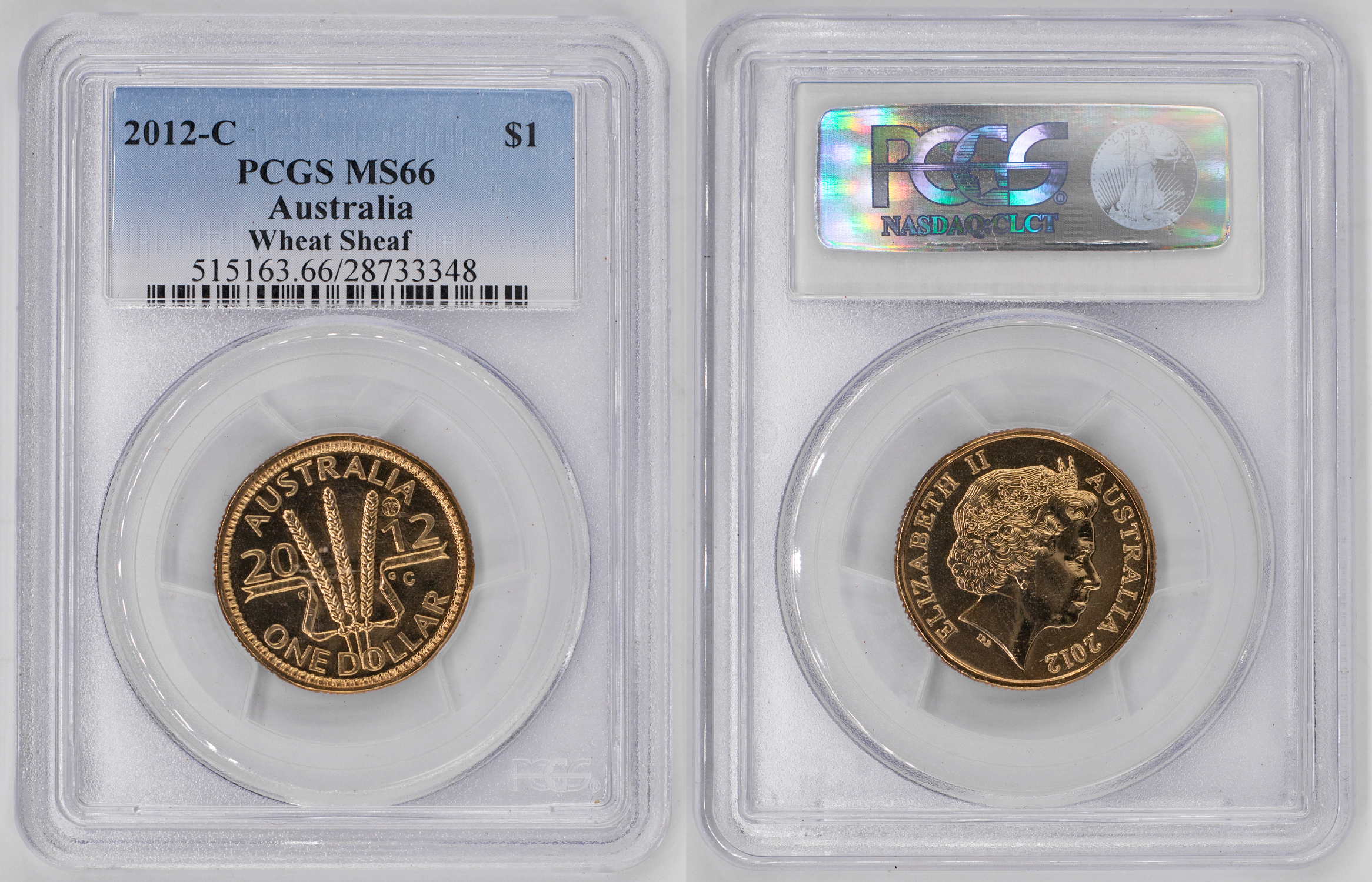 Elizabeth II, Wheat Sheaf, Bluebell Counterstamp, One Dollar, 2012-C, PCGS MS66