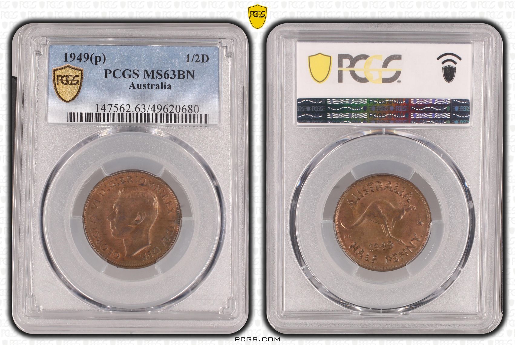 George VI, Halfpenny, 1949(p), PCGS MS63BN