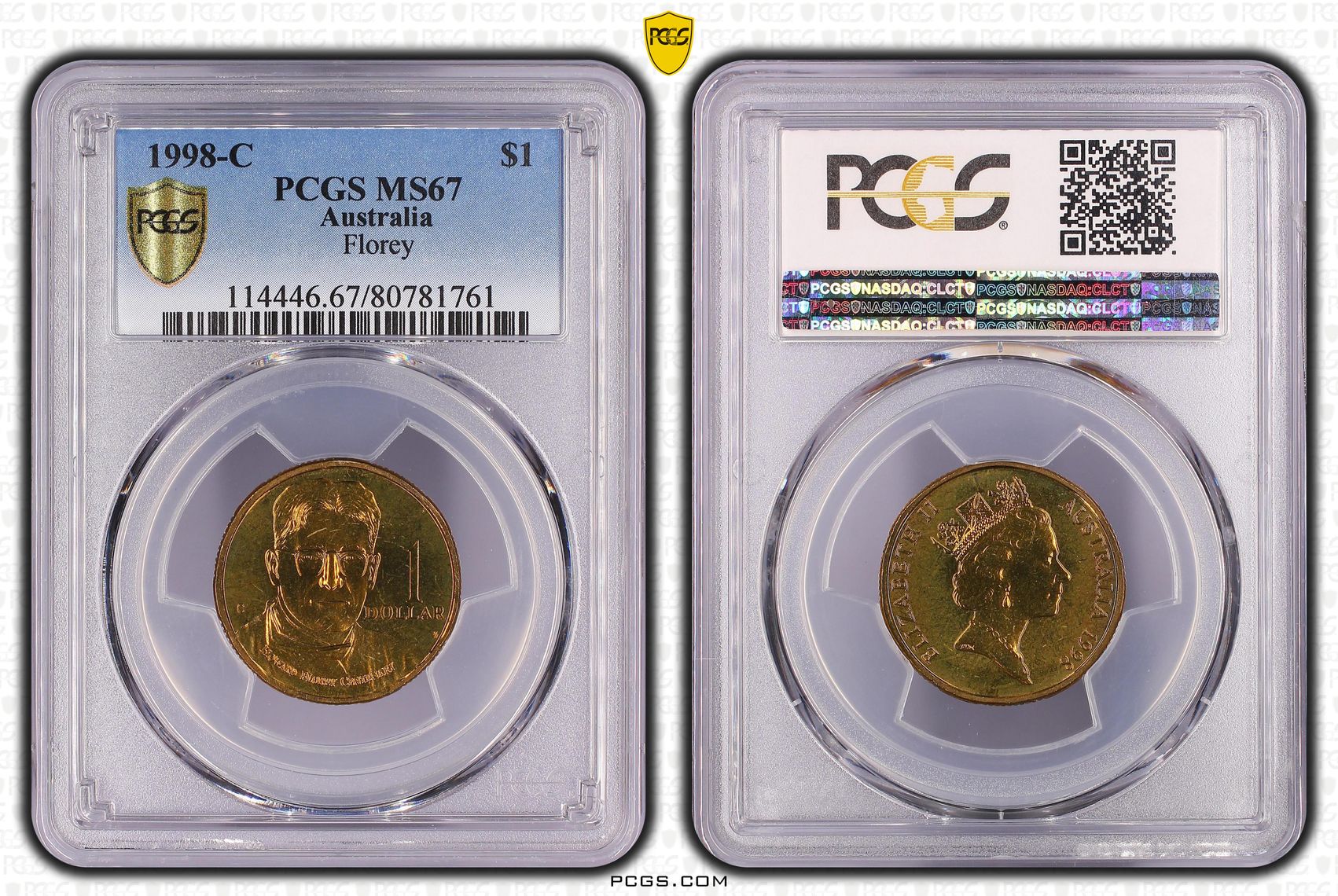 Elizabeth II, Florey, One Dollar, 1998-C, PCGS MS67