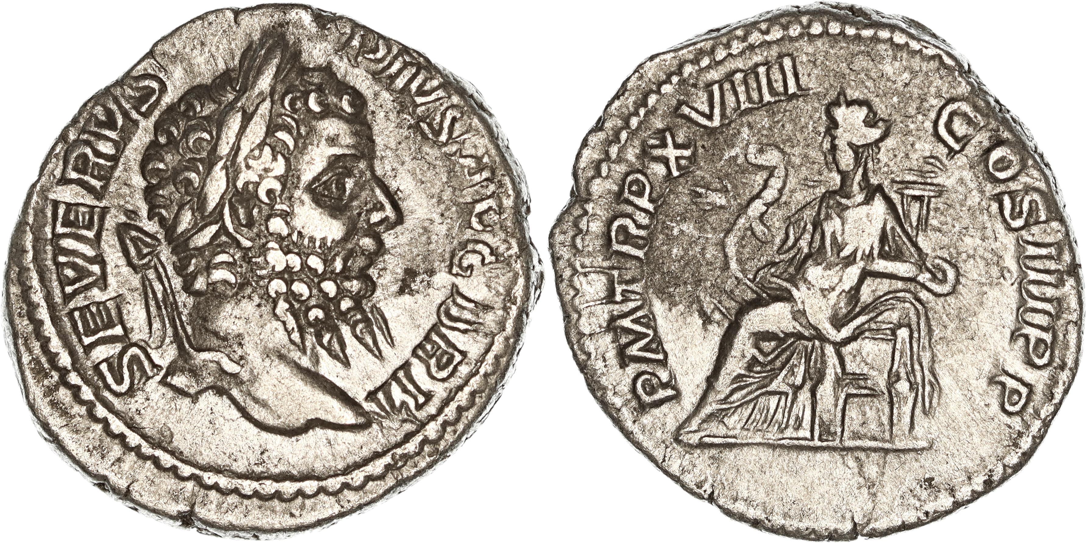 Roman Empire, Septimius Severus, Silver Denarius, 210 AD, VF