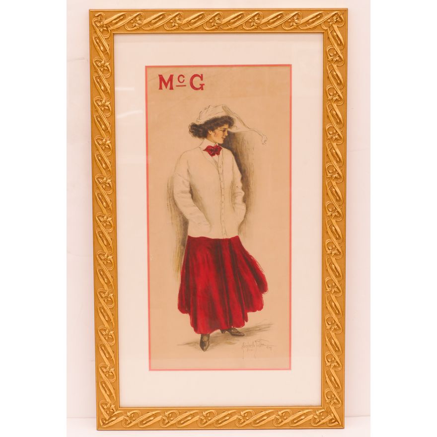Antique ''Mc G'' Lithograph Advertisement. Dated 1909. Artwork by Alice Luelle Fidler.