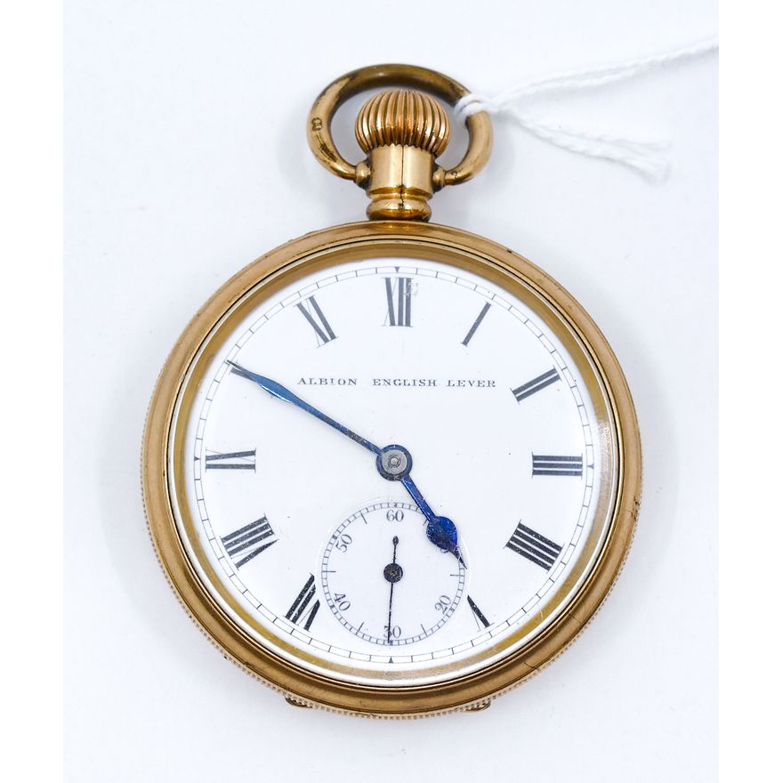 Antique Albion English Lever GF Pocket Watch 51mm Case