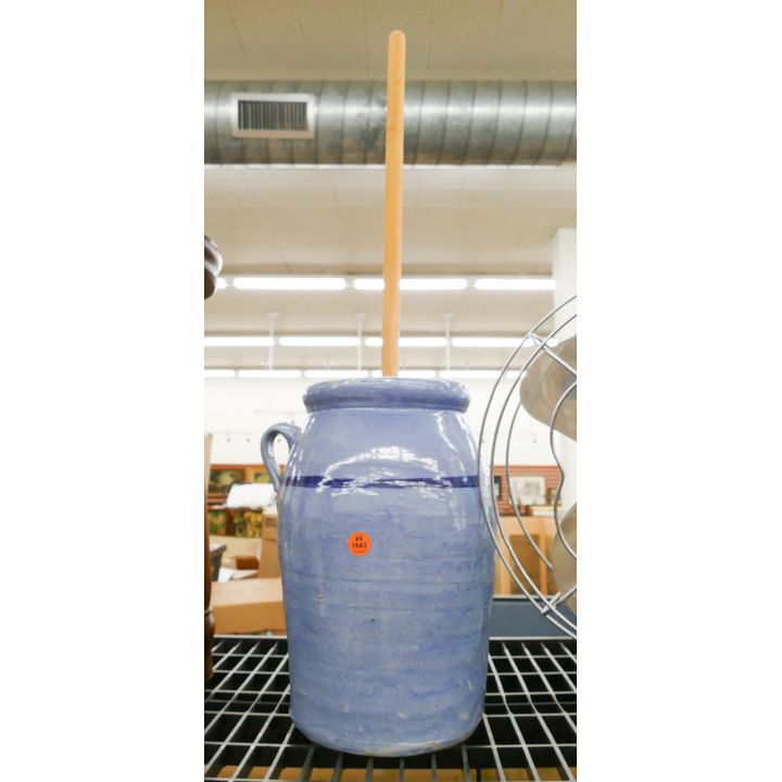 Blue Pottery Butter Churn- 28''