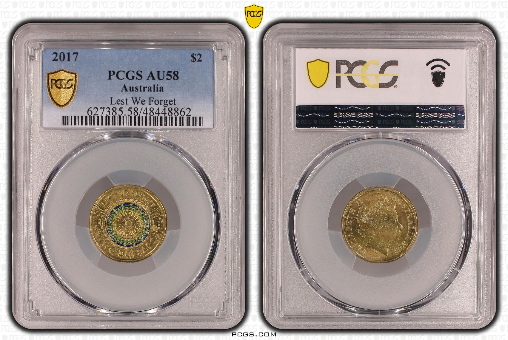 Elizabeth II, Lest We Forget, Two Dollar, 2017, PCGS AU58