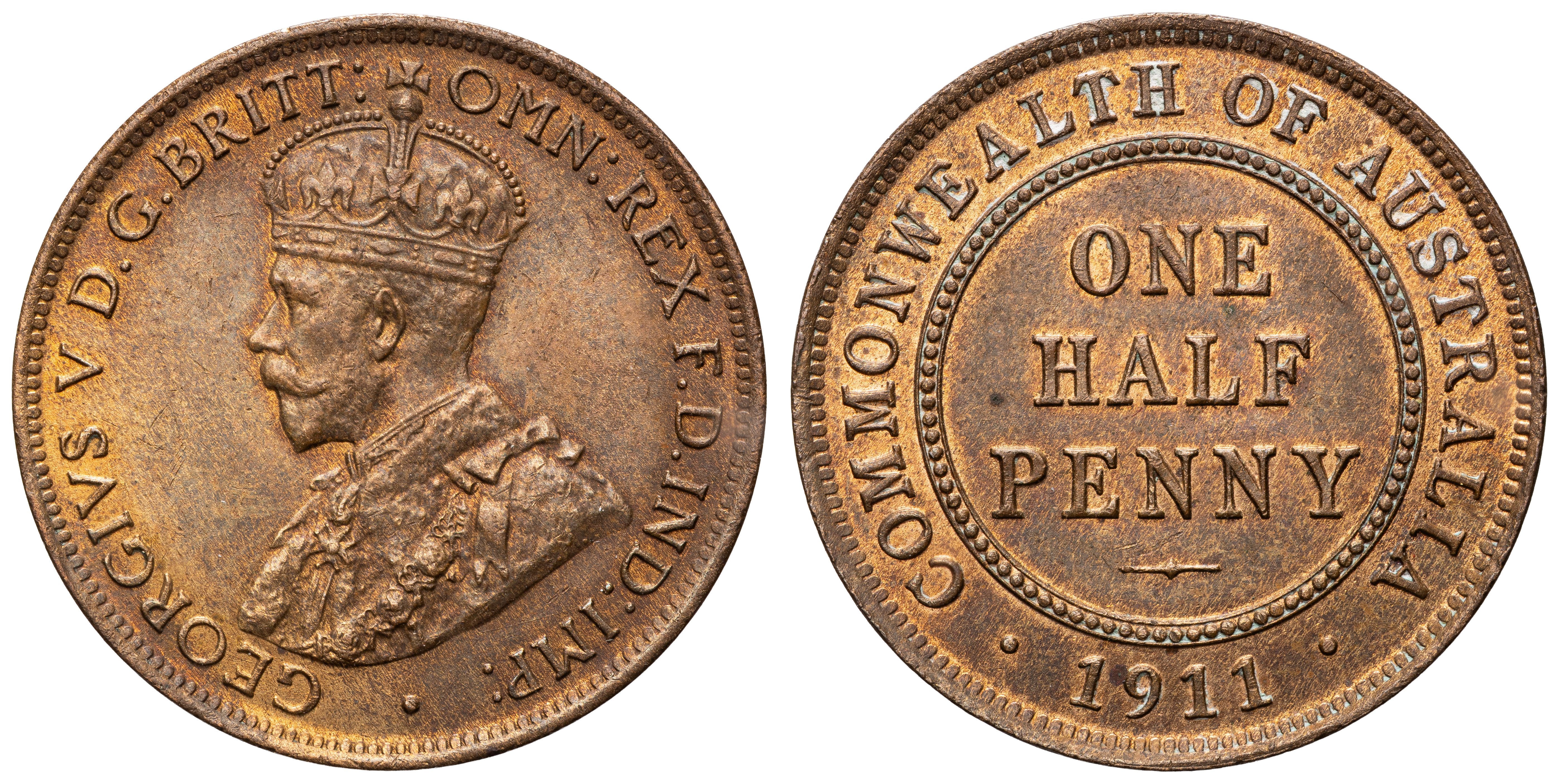 George V, Halfpenny, 1911, UNC