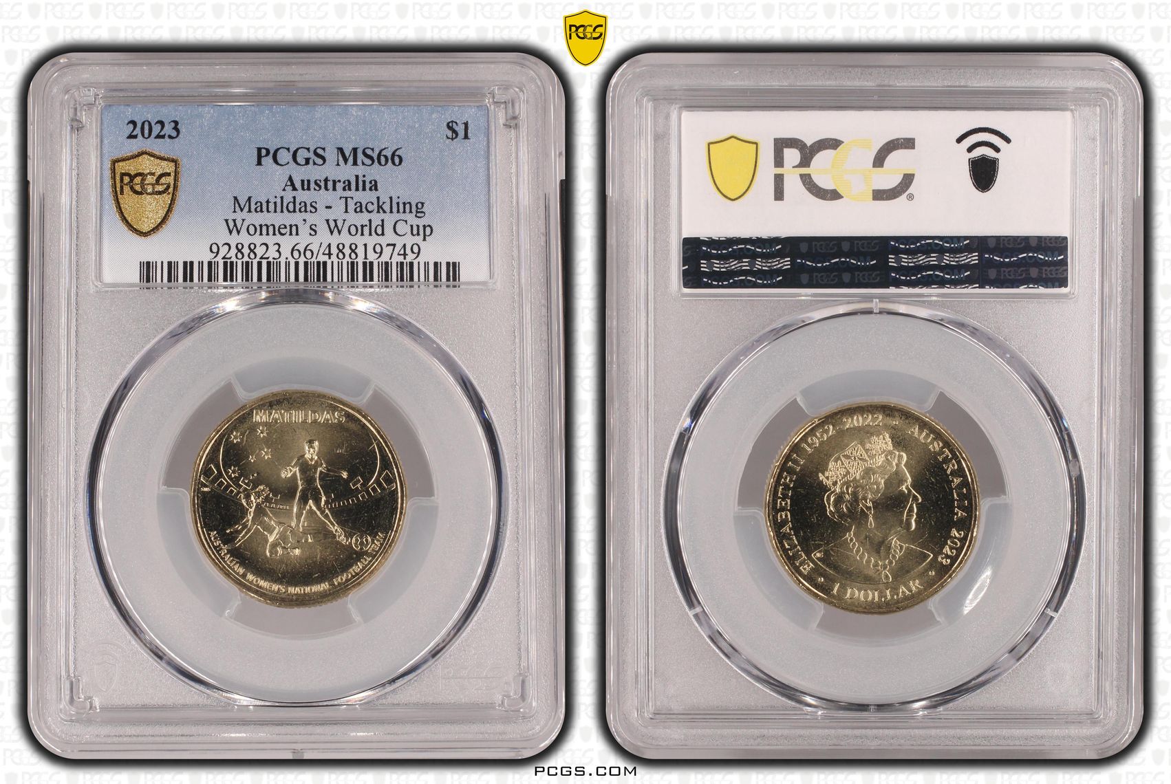 499 · Matildas - Tackling, One Dollar, 2023, PCGS MS66