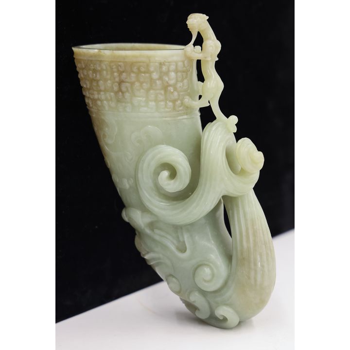 Chinese Jade Rhyton Dragon Vessel