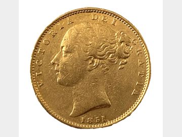 1851 Queen Victoria Young Head London Mint Shield Gold Sovereign