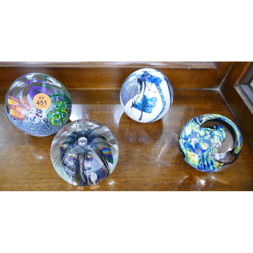 4pc Studio Glass Paperweights- Eckstrand Etc