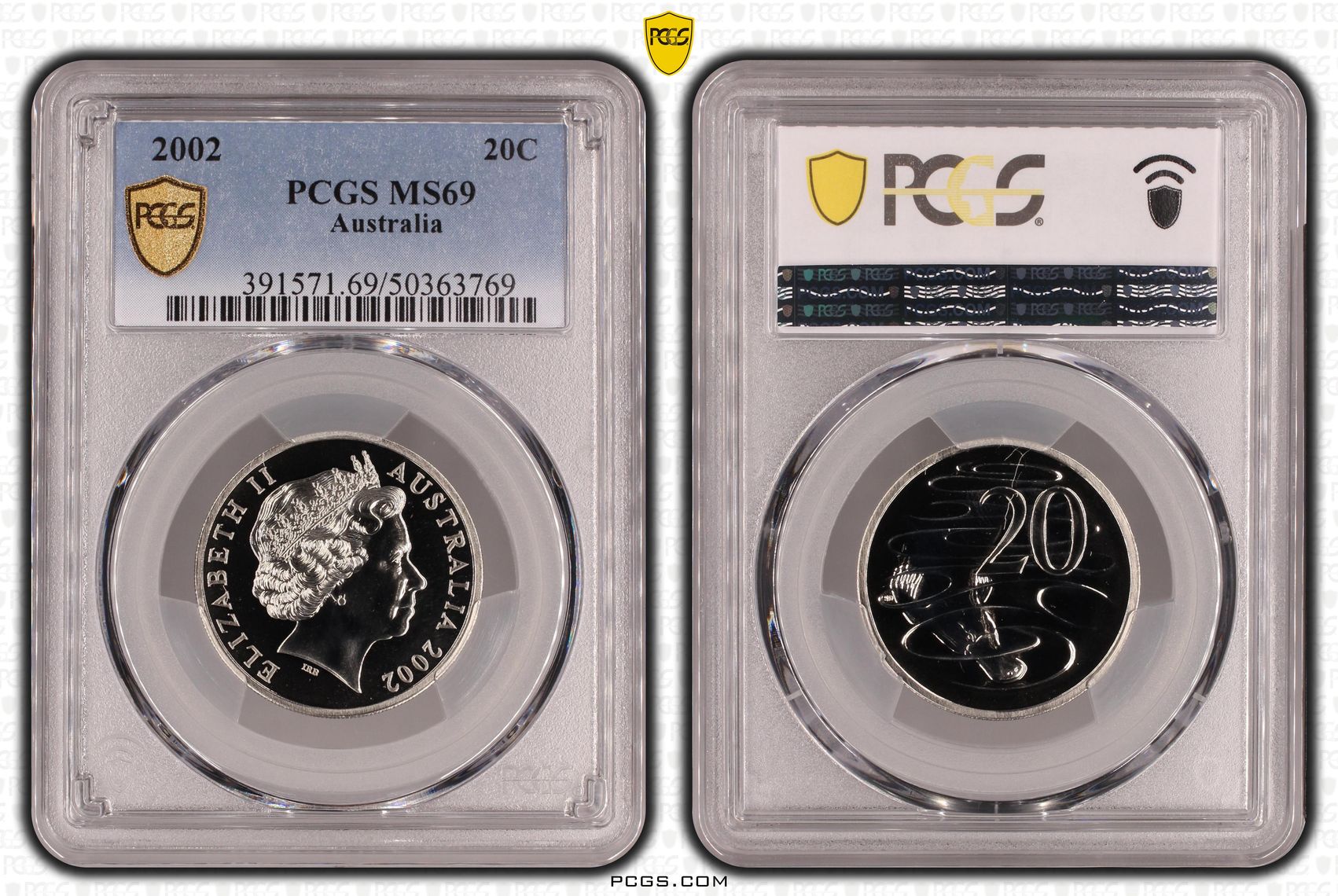 Twenty Cent, 2002, PCGS MS69