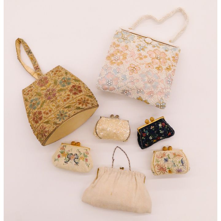 7pc Vintage European Womens Handbags- largest 8''