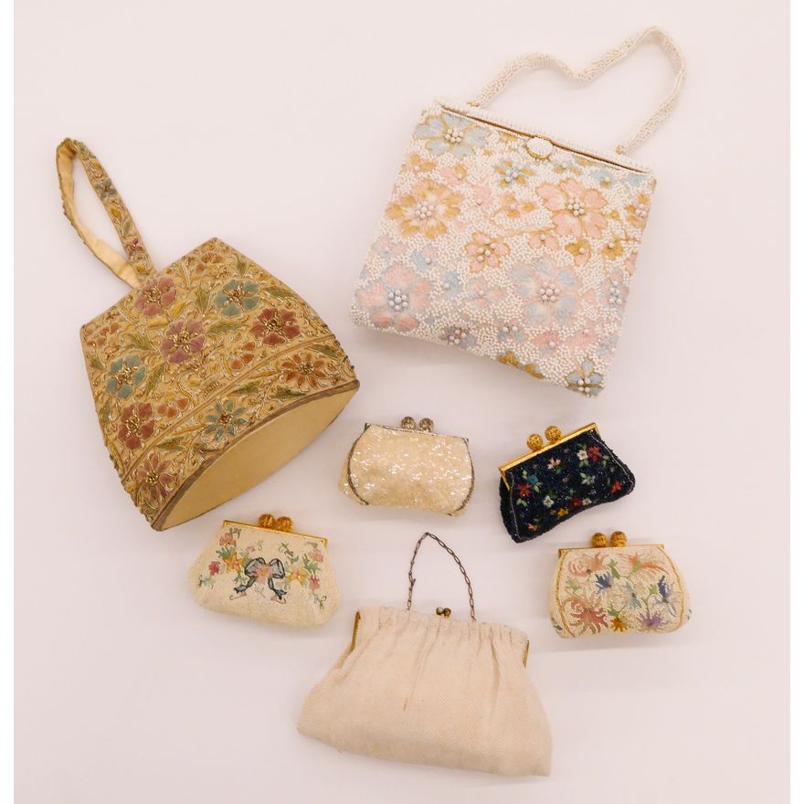 7pc Vintage European Womens Handbags- largest 8''
