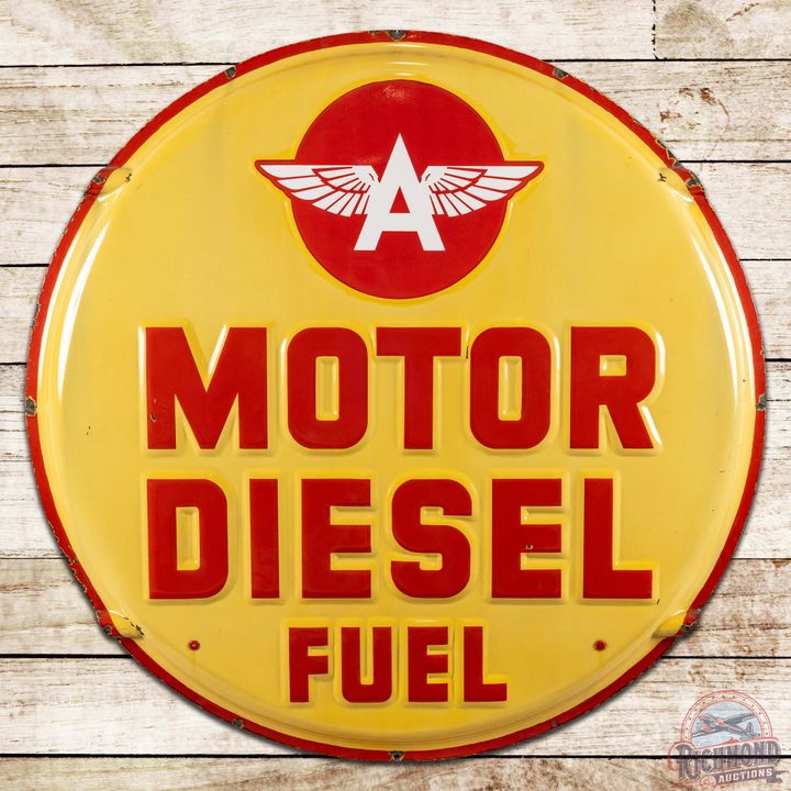 Flying A Motor Diesel 6' SS Porcelain Button Sign w/ Logo