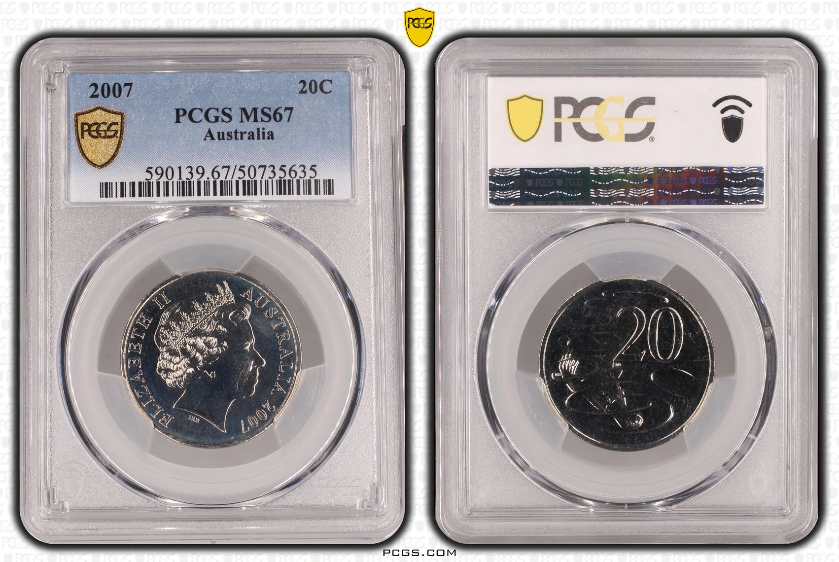 Twenty Cent, 2007, PCGS MS67
