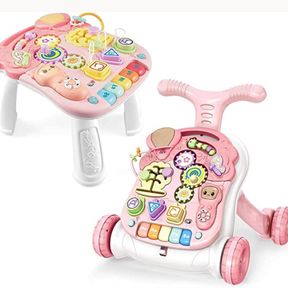 Comealong Products 2in1 Baby Walker Educational Music Activity Play Table Pink |