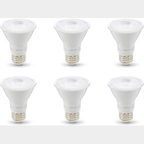6-PACK AMAZON BASICS 50W EQUIVALENT, WARM WHITE, DIMMABLE, 10,000 HOUR LIFETIME, PAR20 LED LIGHT BULB , 6-PACK