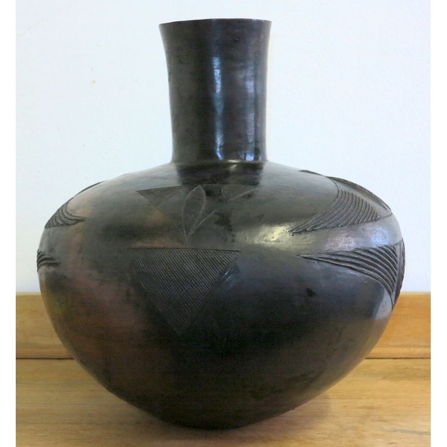 A LARGE  ZULU GLAZED CERAMIC CALABASH, incised signature Thembi Nala, dated 21/08/12.