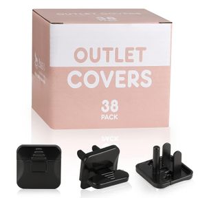 OUTLET COVERS BABEPAI 38-PACK BLACK CHILD PROOF ELECTRICAL PROTECTOR SAFETY IMPROVED BABY SAFETY PLUG COVERS