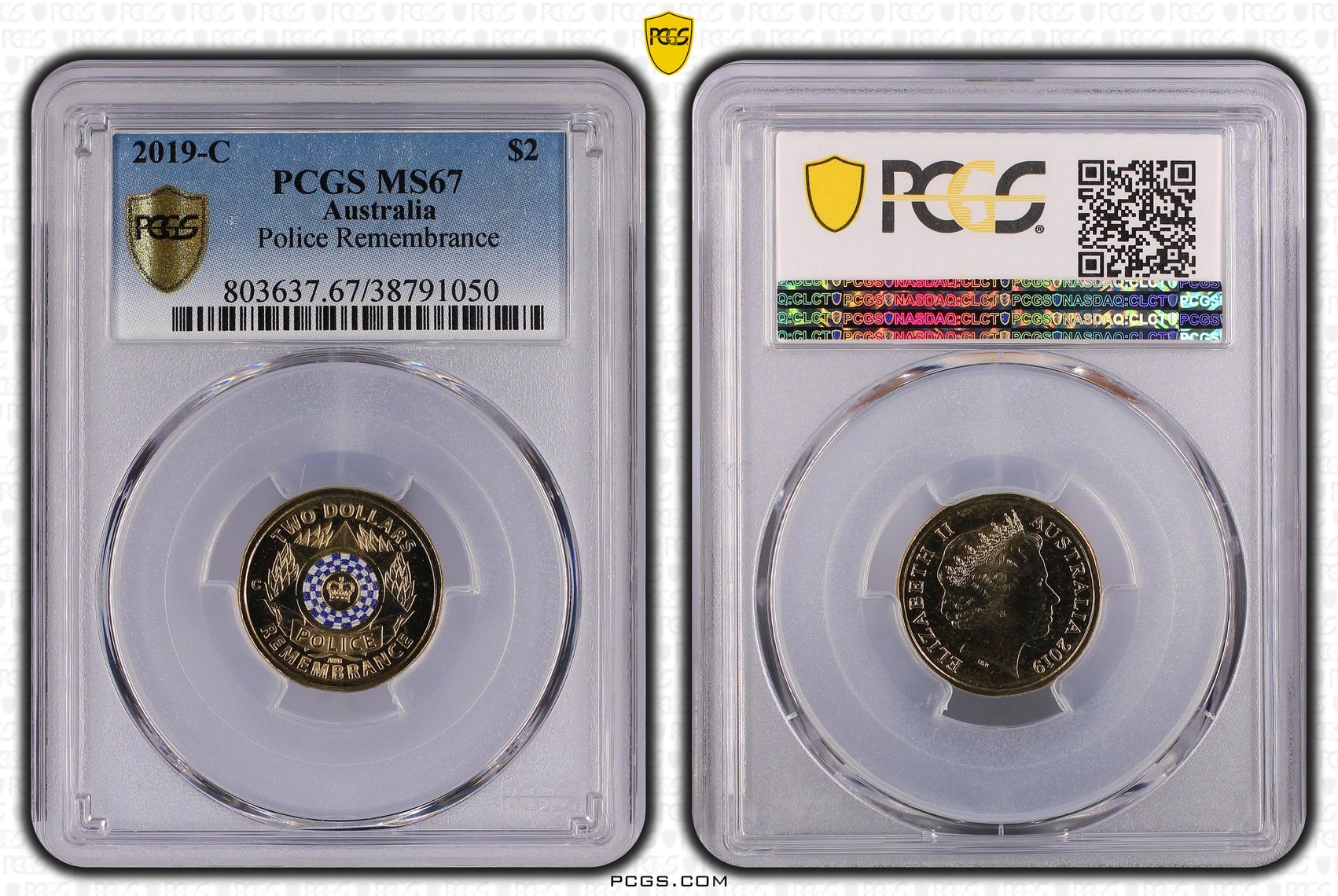 2019-C Australia Two Dollar, $2 Police Remembrance PCGS - MS67 -050