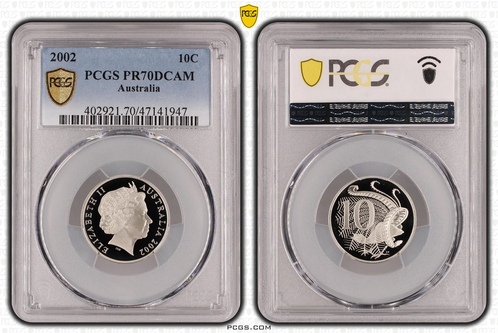 Ten Cent, 2002, Pcgs Pr70dcam