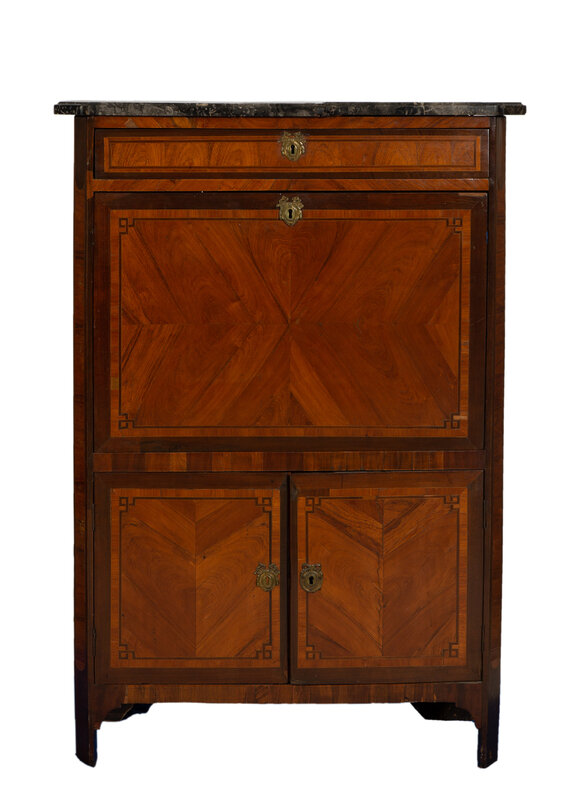 A French Empire Style Mahogany Marble-Top Secrétaire à Abbatant