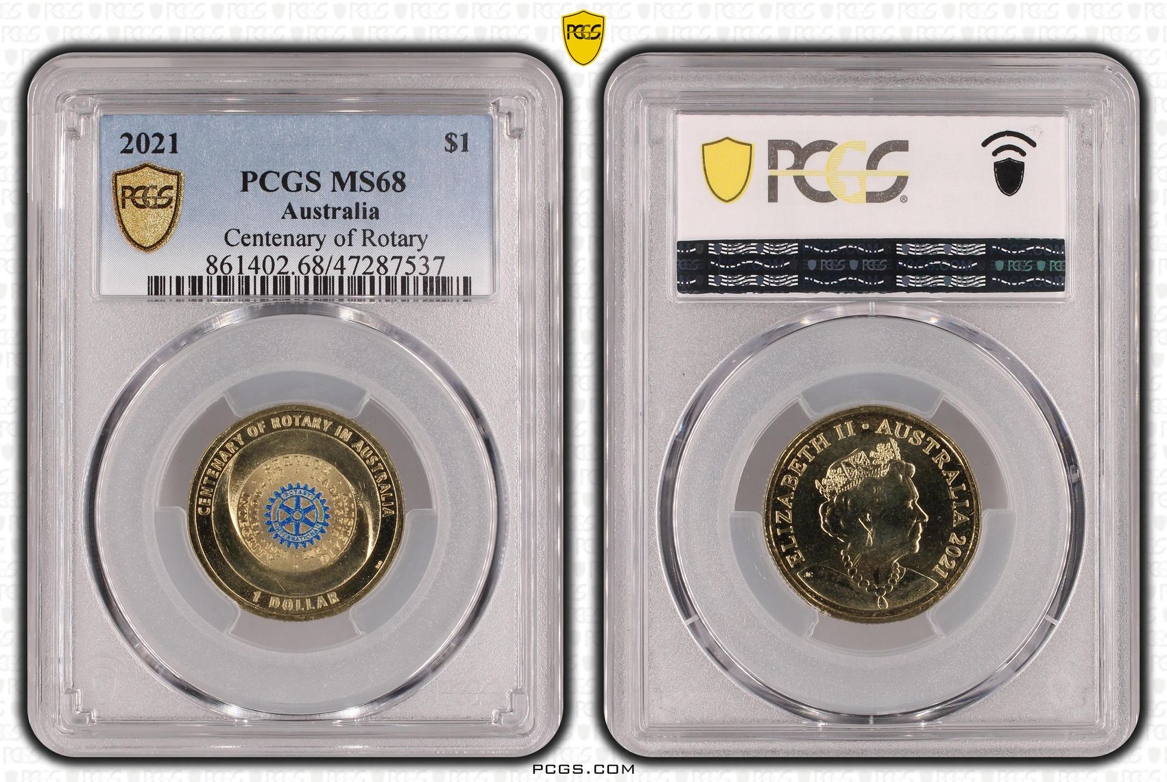 Elizabeth II, Centenary of Rotary, One Dollar, 2021, PCGS MS68