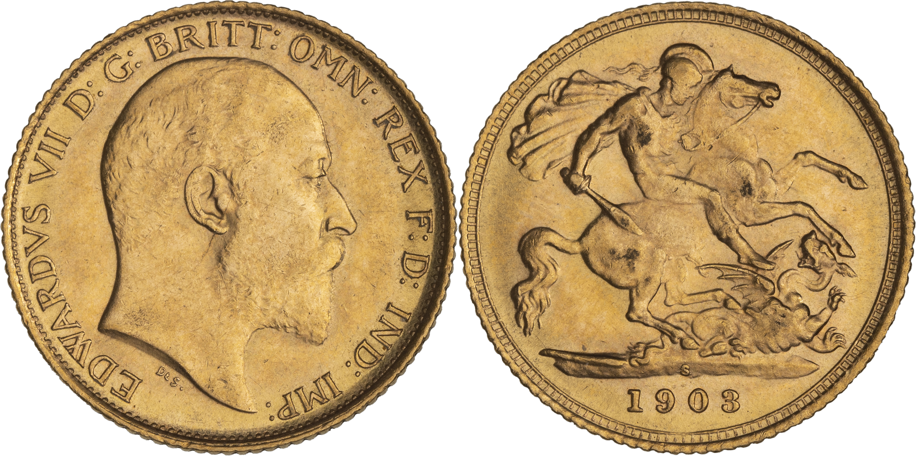 Edward VII, St George Reverse, Half Sovereign, 1903-S, UNC