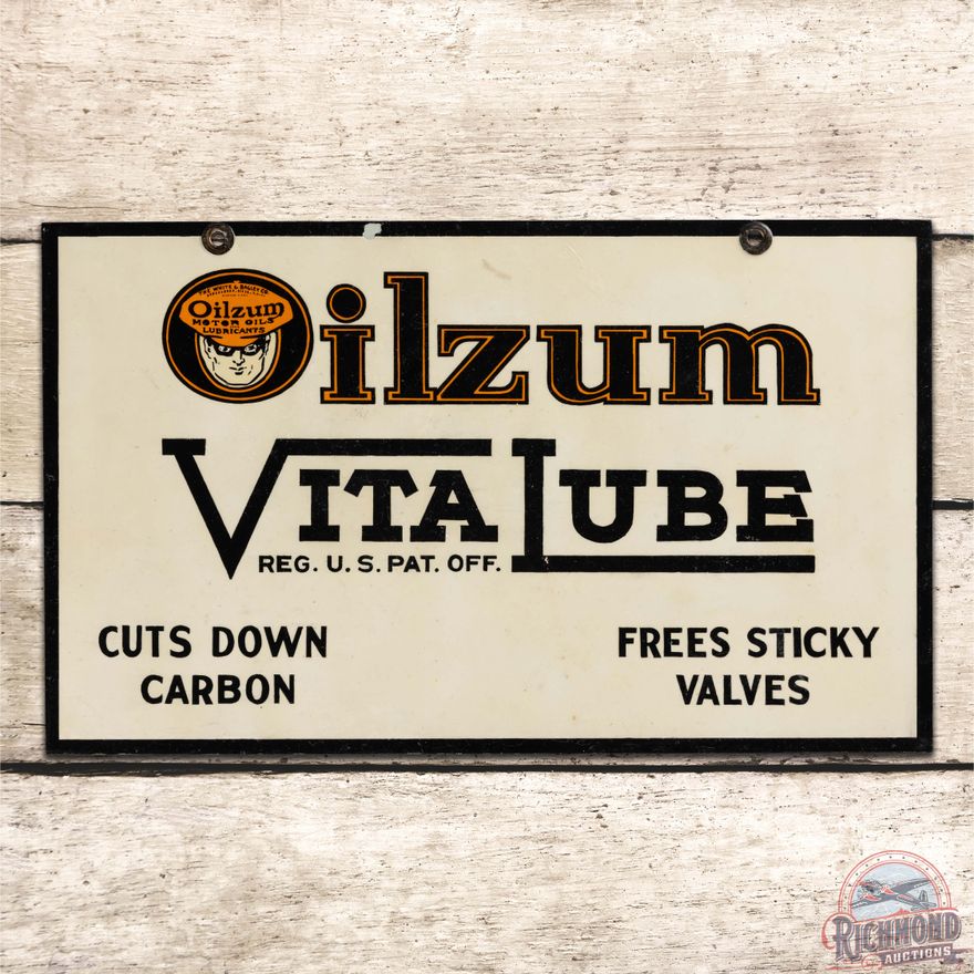 Oilzum Vita Lube Motor Oils Double Sided Tin Sign w/ Oswald
