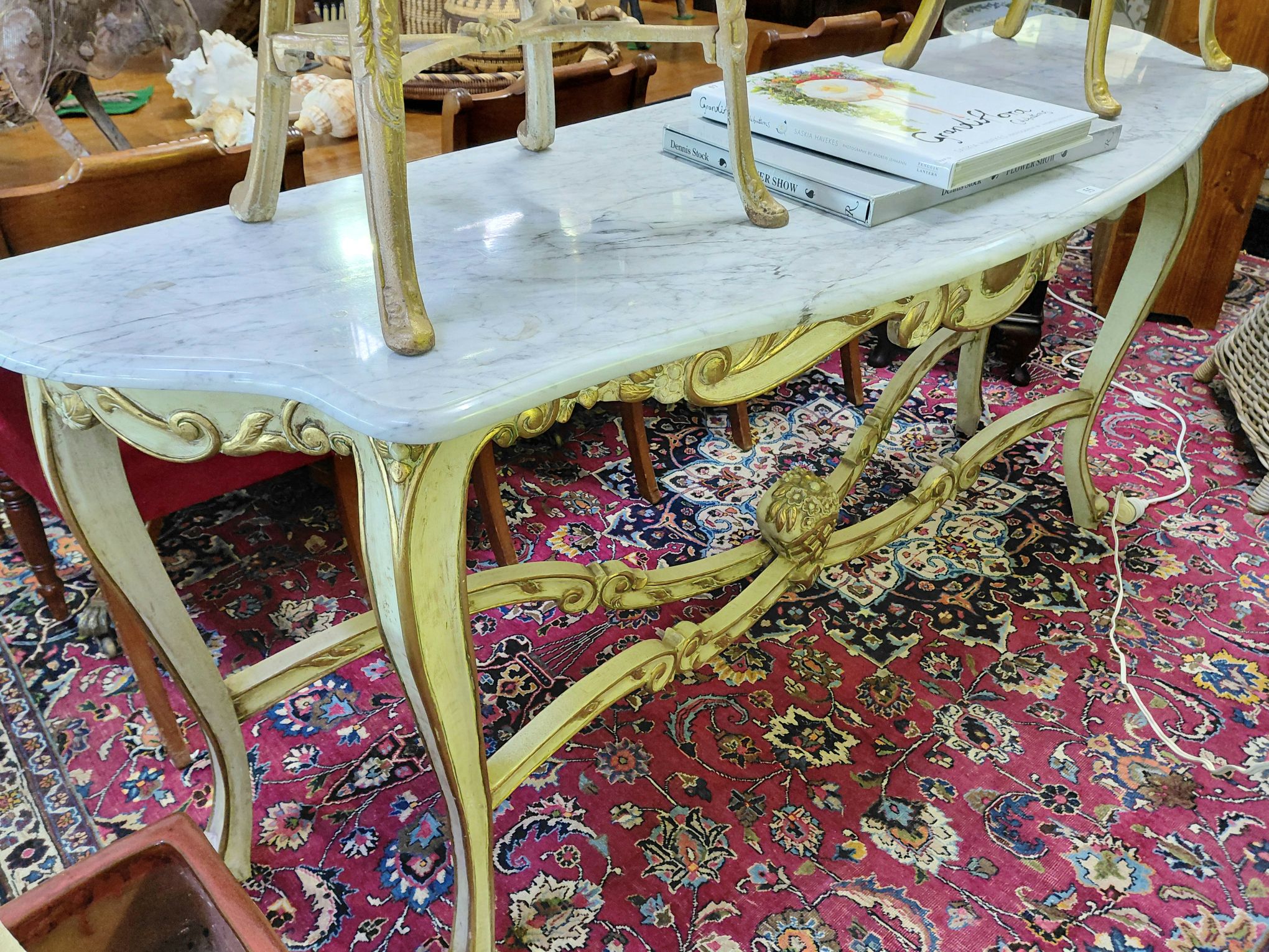 Louis Xv Style Marble Topped Console Table