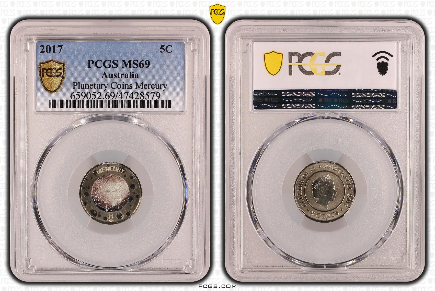 Planetary Coins Mercury, Five Cent, 2017, PCGS MS 69