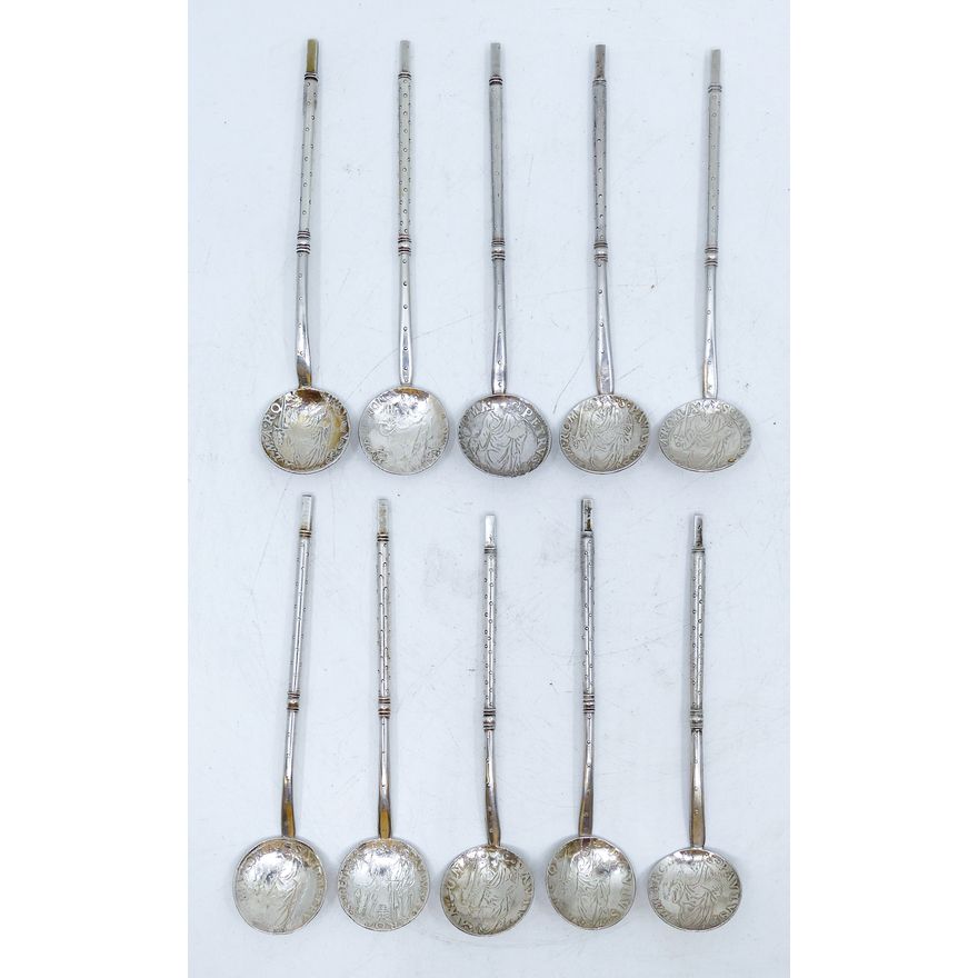 Box Ethnic Coin Sterling Spoons - 102 Grams TW