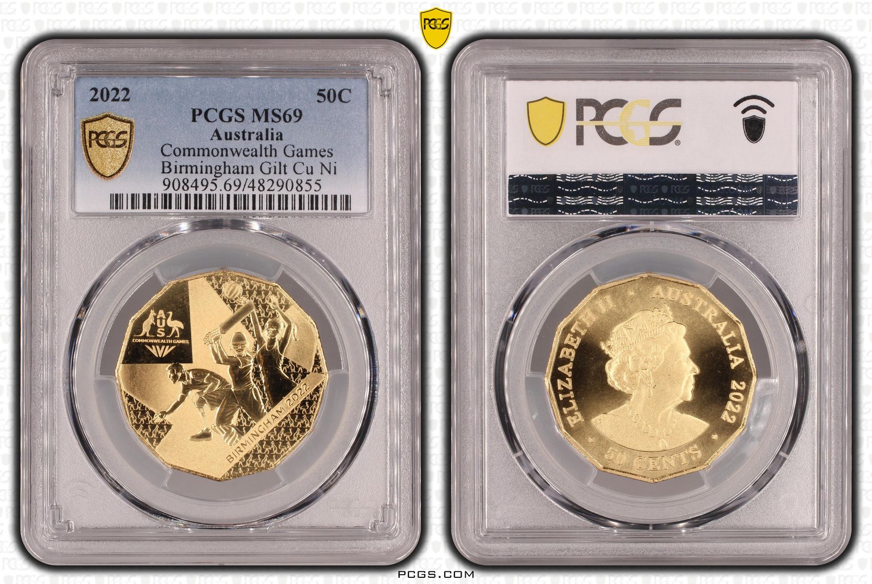 Commonwealth Games Birmingham Gilt-CuNi, Fifty Cent, 2022, PCGS MS69