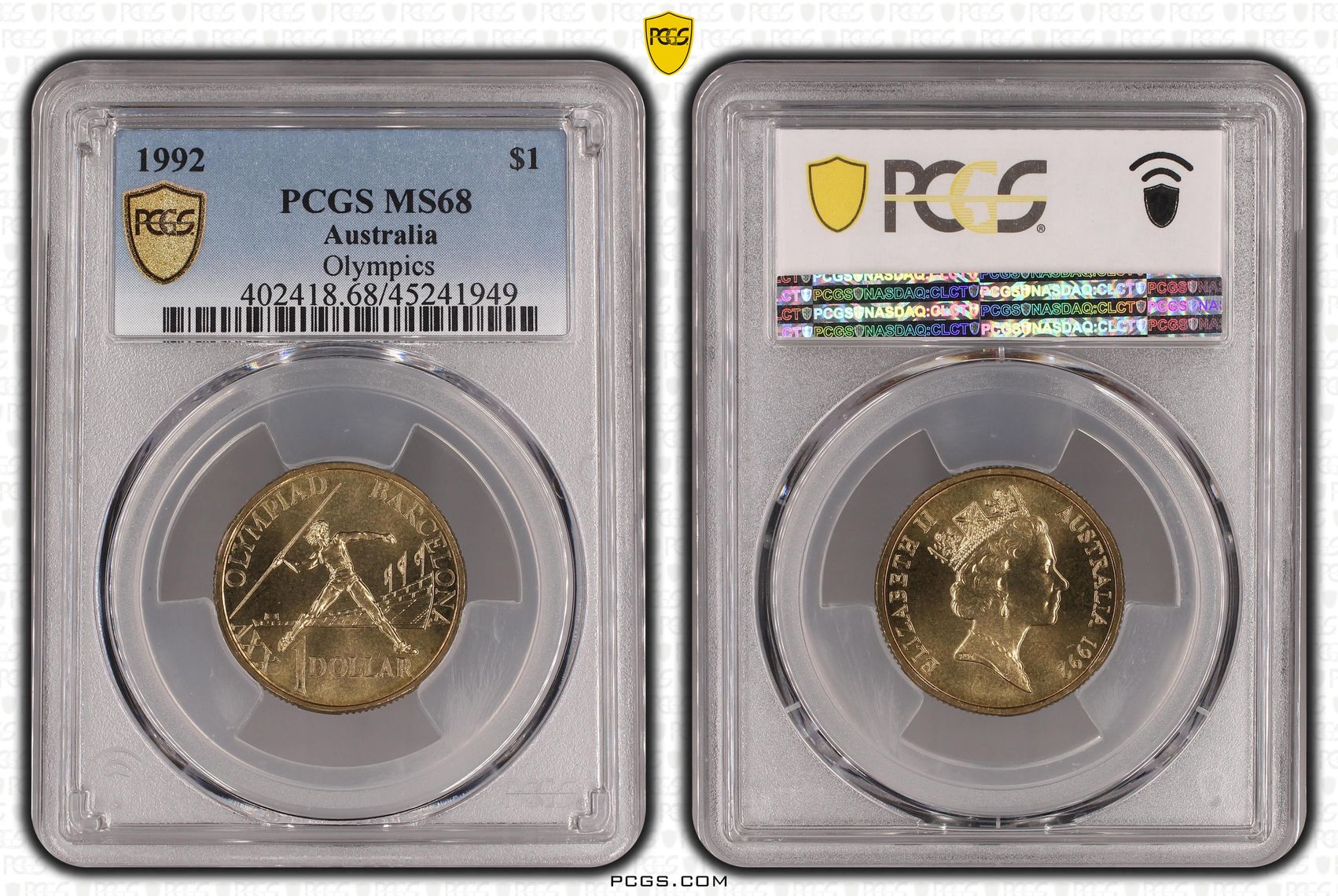 Olympics, One Dollar, 1992, PCGS MS68