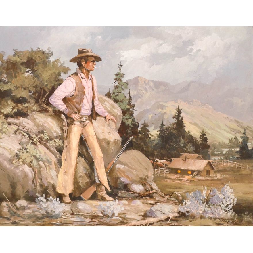 Fred Oldfield  ''Smoke Break'' Oil on Board
