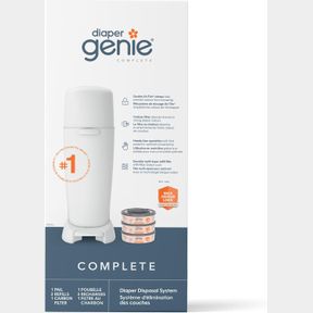 PLAYTEX DIAPER GENIE COMPLETE WITH BUILT-IN ODOR CONTROL - INCLUDES PAIL AND 3 CLEAN LAUNDRY SCENT REFILLS - WHITE