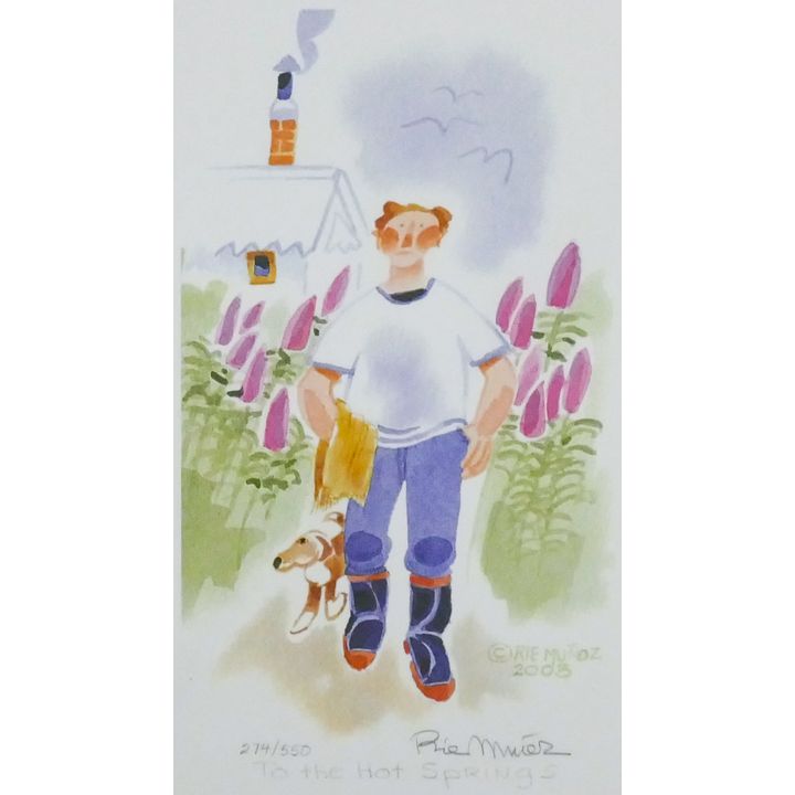 Rie Munoz "To the Hot Springs" 2003 Signed Print 10.75" x 7.75" Sheet.