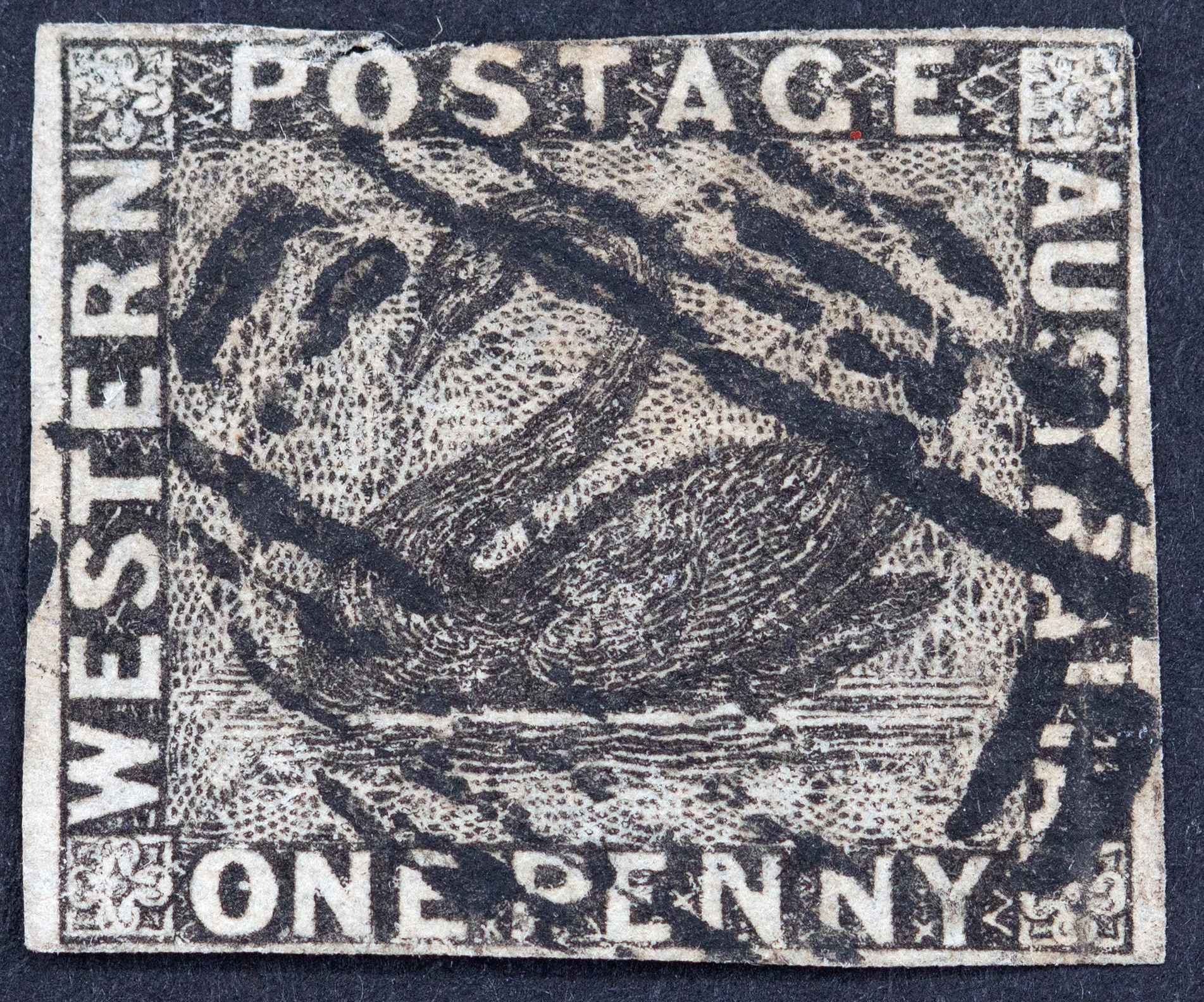 Western Australia, Penny, Black, 1854, U