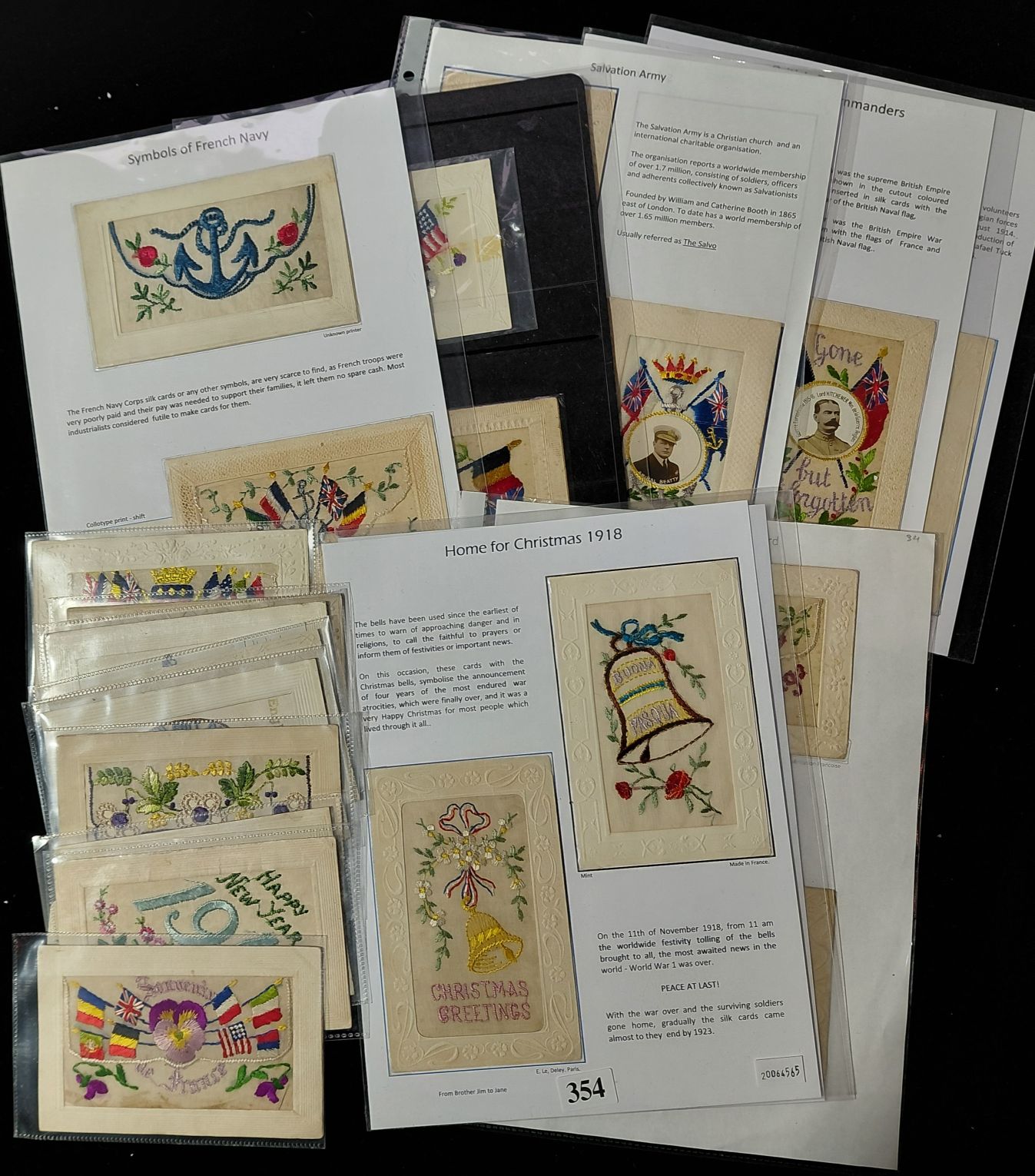 354 · SILK POSTCARDS - WWI MILITARY